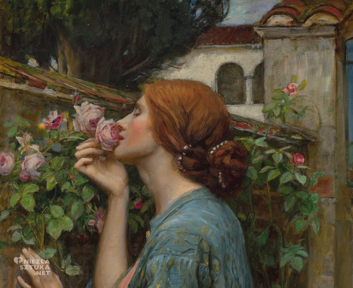 John William Waterhouse, Dusza róży, Moja słodka róża, prerafaelici, Anglia, Niezła Sztuka