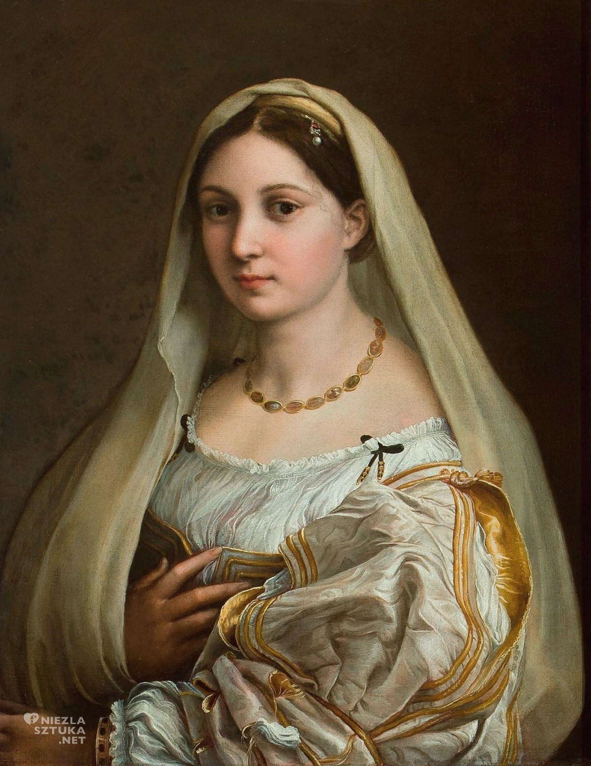 Rafael, La velata, La donna velata, portret kobiety, kobieta z welonem, sztuka włoska, Margherita Luti, niezła sztuka