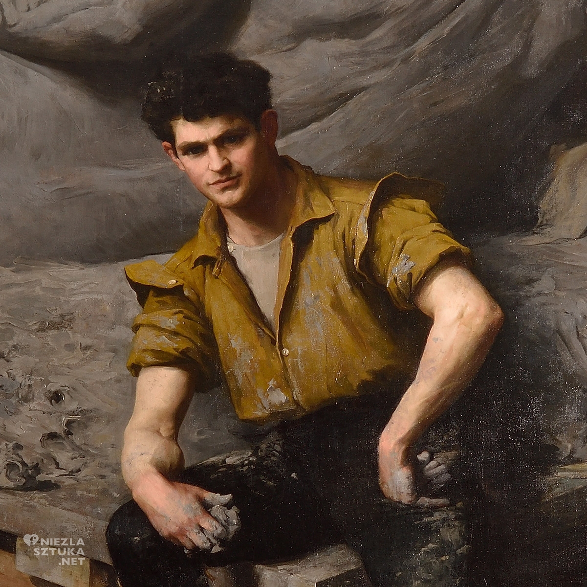 Anna Bilińska, Anna Bilińska-Bohdanowicz, Portret George'a Greya Barnarda, detal, sztuka polska, Niezła Sztuka