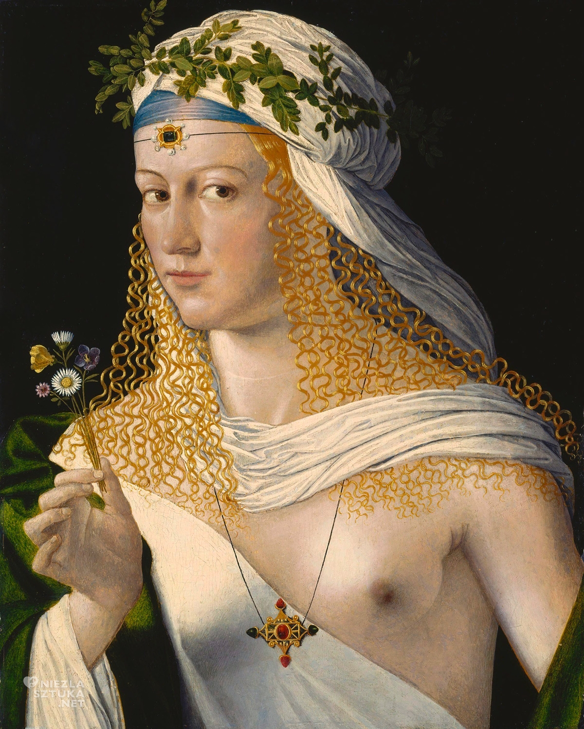 Bartolomeo Veneto, Wyidealizowany portret kurtyzany jako Flory, sztuka włoska, Niezła Sztuka