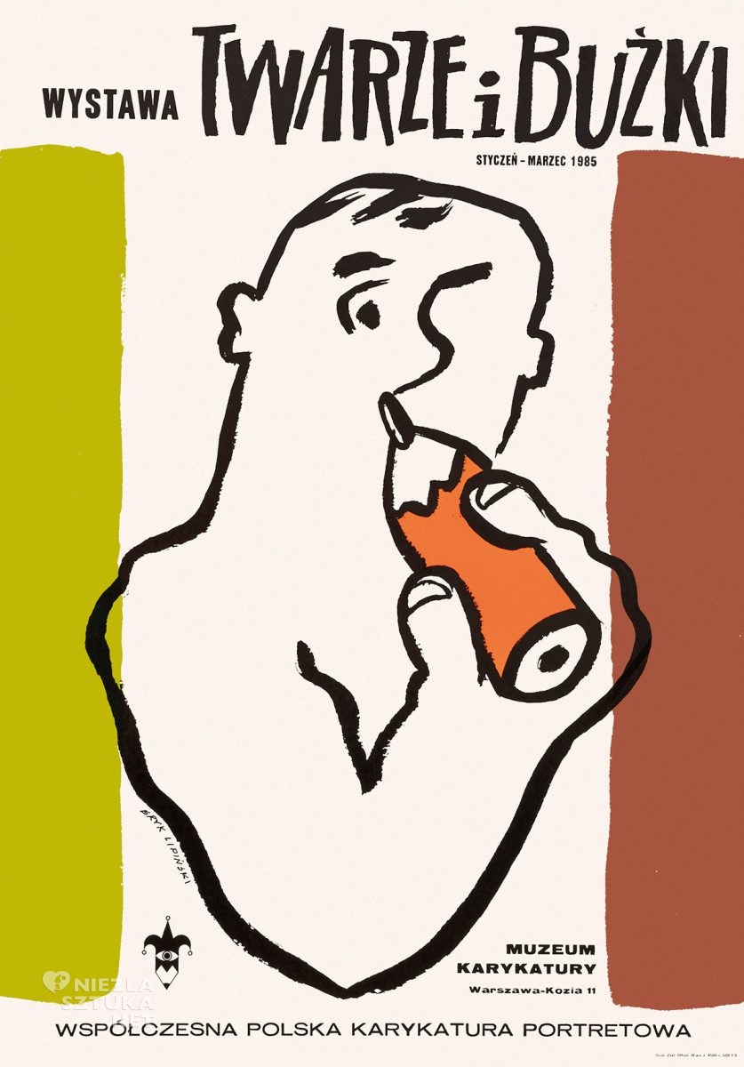 Eryk Lipiński, plakat, wystawa, Twarze i buźki, karykatura, muzeum karykatury w Warszawie, Niezła Sztuka