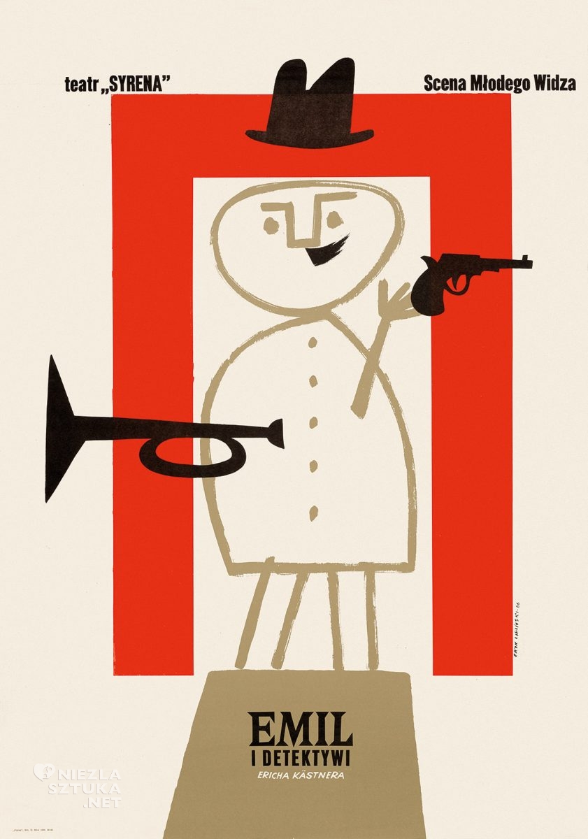 Eryk Lipiński, Emil i detektywi, plakat teatralny, polska szkoła plakatu, Niezła Sztuka