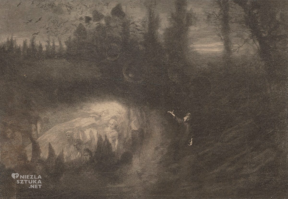 Józef Holewiński, Marsz Żałobny, grafika, Władysław Podkowiński, Niezła Sztuka