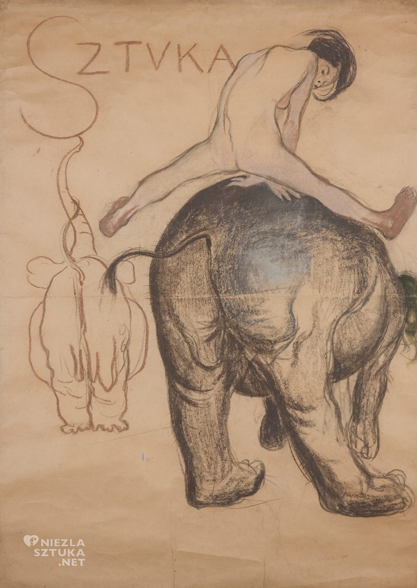 Kazimierz Sichulski, karykatura z postacią Jana Stanisławskiego jako słonia, sztuka polska, Niezła Sztuka