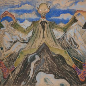 Kazimierz Sichulski, Leon Wyczółkowski przy sztalugach na tle gór, sztuka polska, Niezła Sztuka