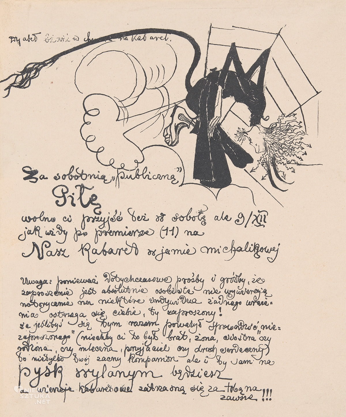 Kazimierz Sichulski, Zaproszenie kabaretu Zielony Balonik, bohema, Kraków, Niezła Sztuka