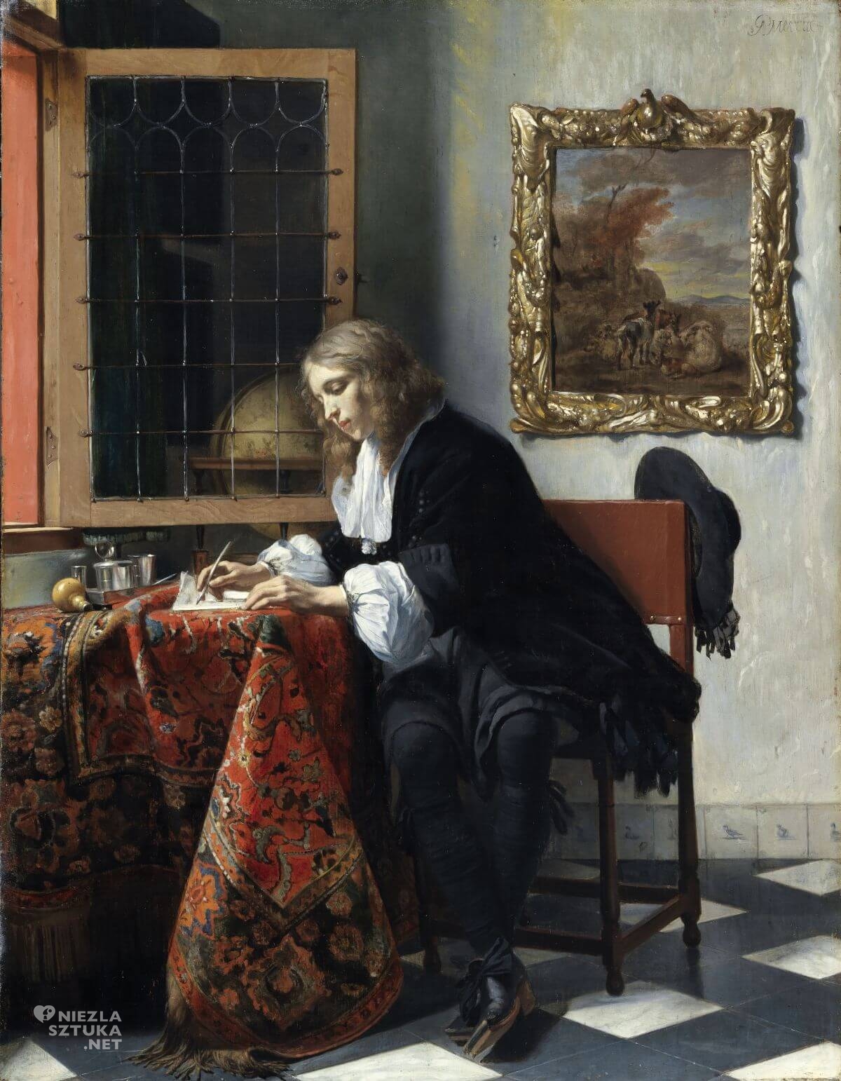 Gabriël Metsu, Młodzieniec piszący list, sztuka holenderska, niezła sztuka