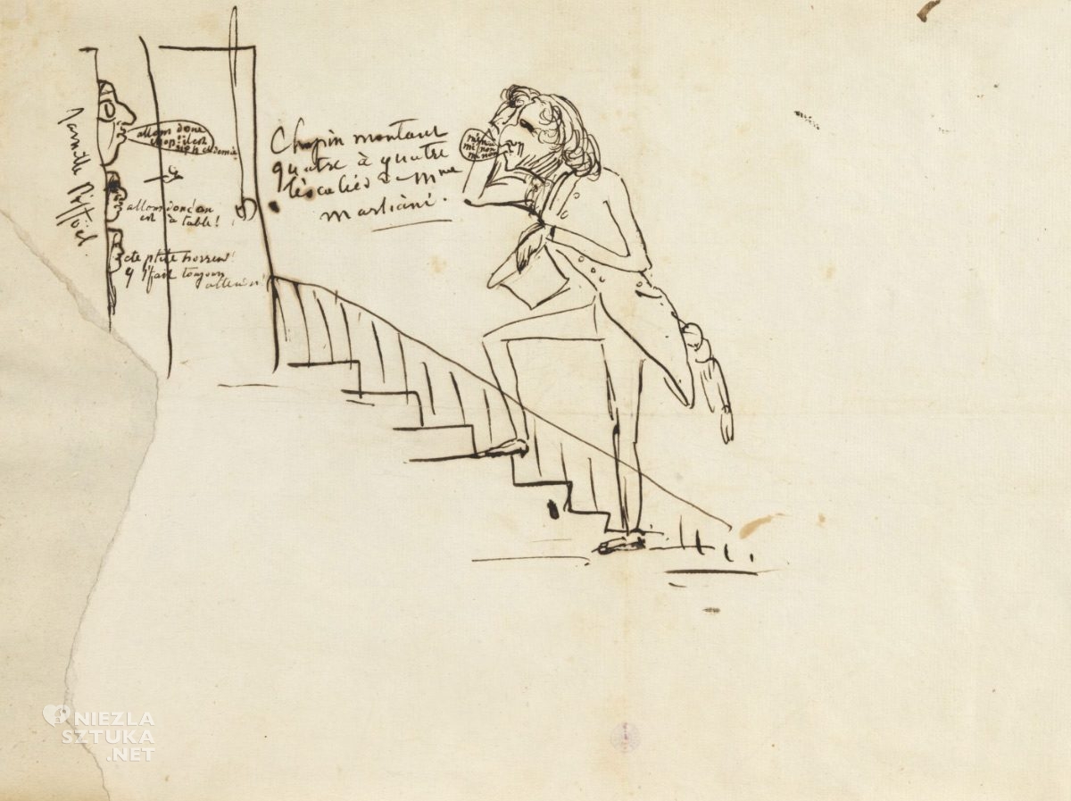 George Sand, Fryderyk Chopin, karykatura, Niezła Sztuka