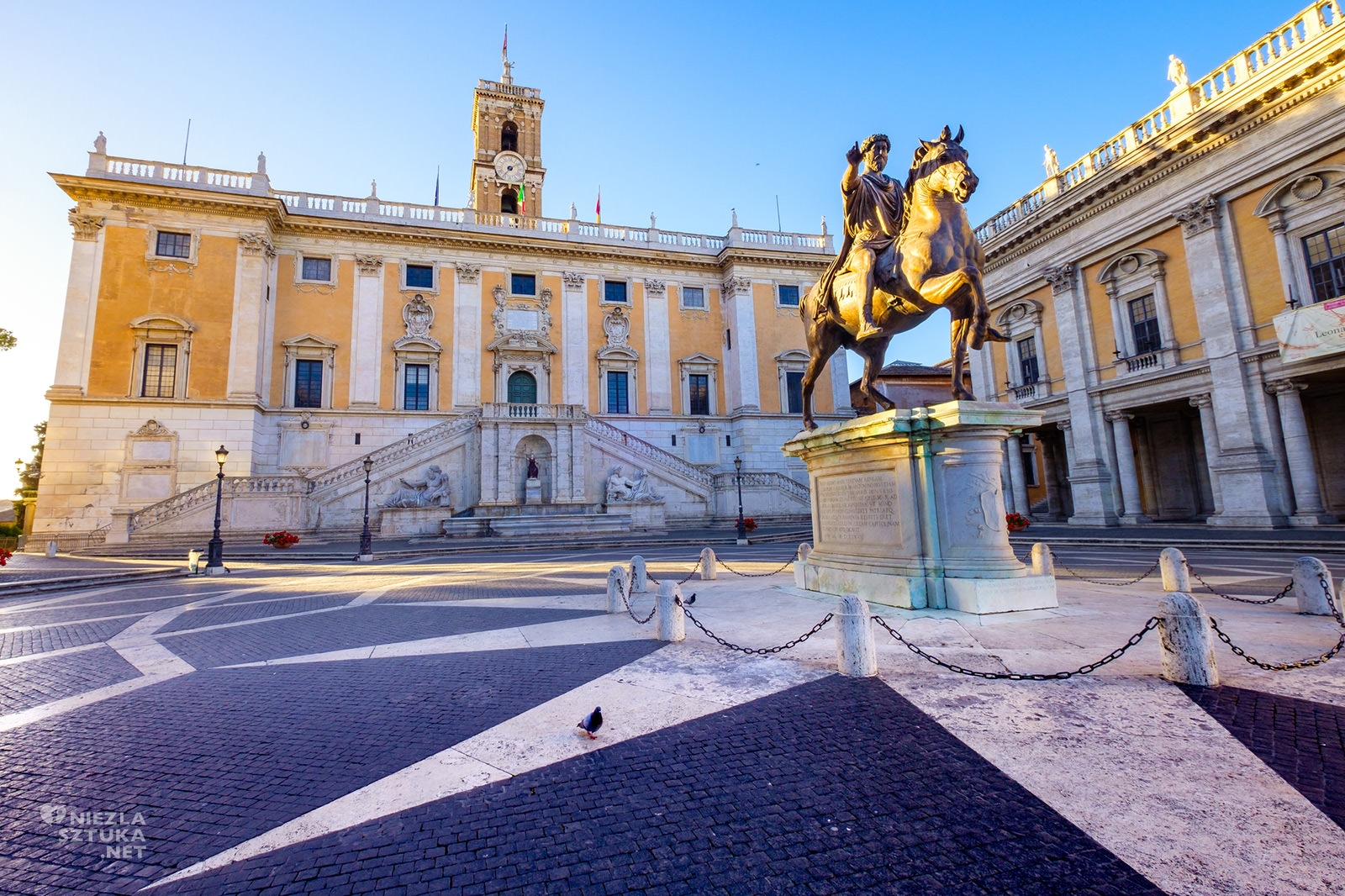 Piazza del Campidoglio, Kapitol, Rzym, Marek Aureliusz, pomnik konny Marka Aureliusza, niezła sztuka