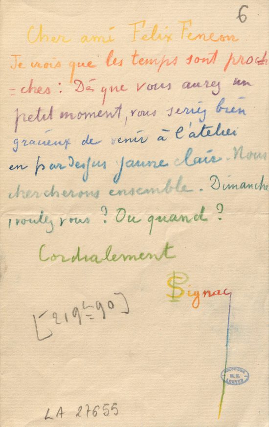 Paul Signac, Félix Fénéon, korespondencja, Niezła Sztuka