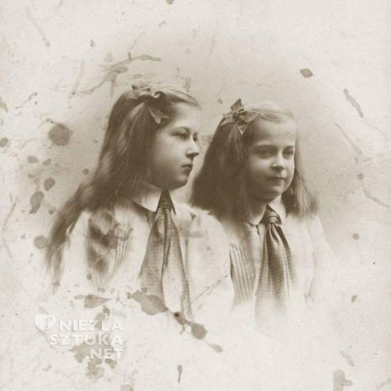 Maria Jasnorzewska-Pawlikowska i Magdalena Samozwaniec jako dzieci, fotografia, córki artysty, sztuka polska, niezła sztuka