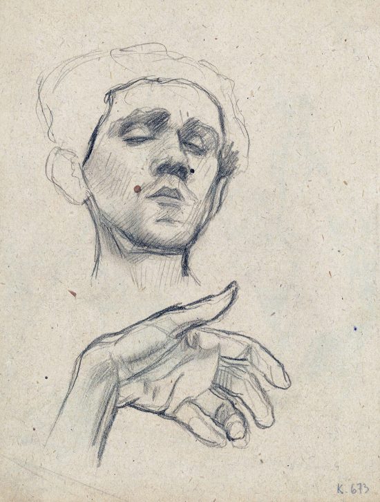 Bruno Schulz, Autoportret i studium dłoni, sztuka polska, rysunek, Niezła Sztuka