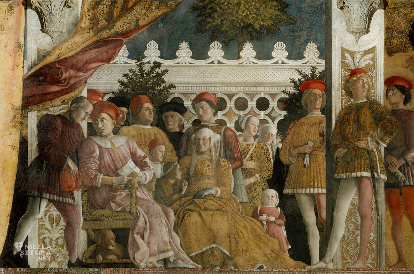 Andrea Mantegna, Portret zbiorowy rodziny Gonzagów, sztuka włoska, Niezła Sztuka