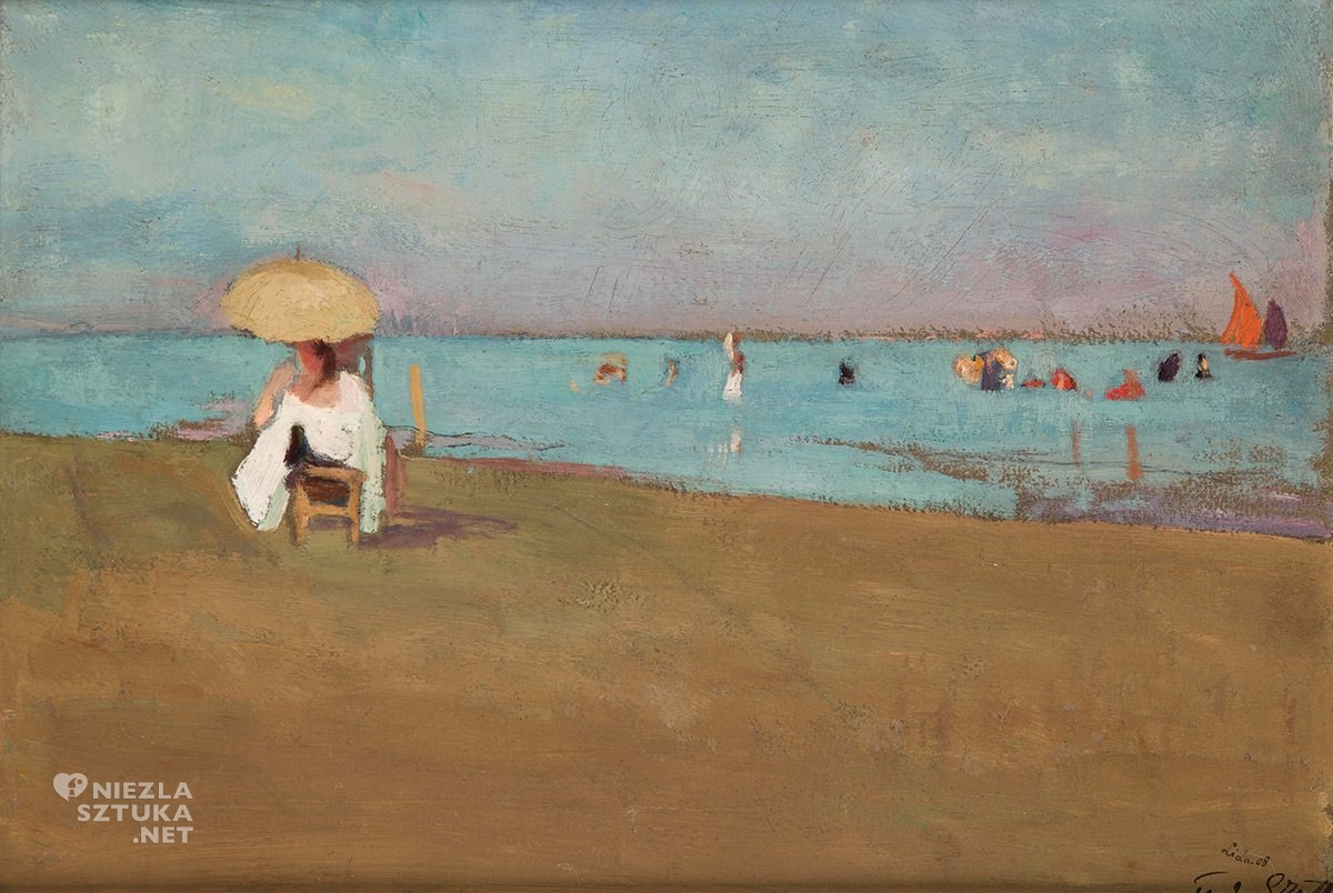 Teodor Grott, Widok z Lido, Wenecja, sztuka polska, Niezła Sztuka