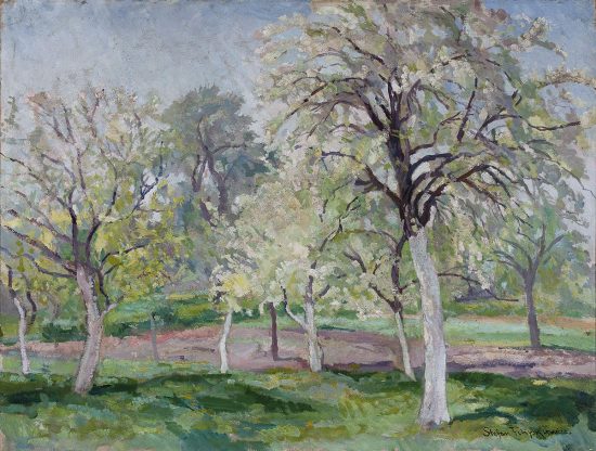 Stefan Filipkiewicz, Kwitnący sad, pejzaż, sztuka polska, malarstwo polskie, Niezła Sztuka