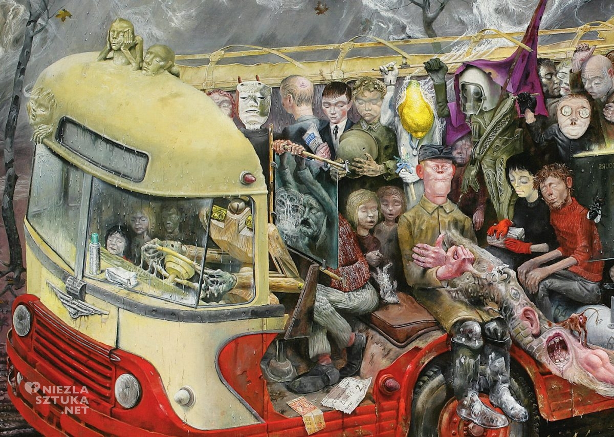 Bronisław Linke, Autobus, detal, sztuka polska, sztuka XX wieku, Niezła Sztuka