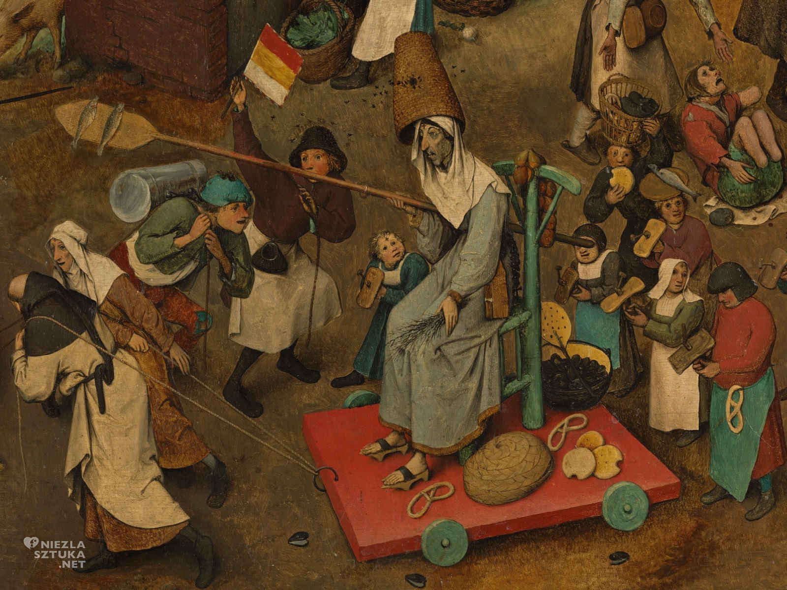 Pieter Bruegel, Walka karnawału z postem, malarstwo niderlandzkie, sztuka niderlandzka, detal, Niezła Sztuka