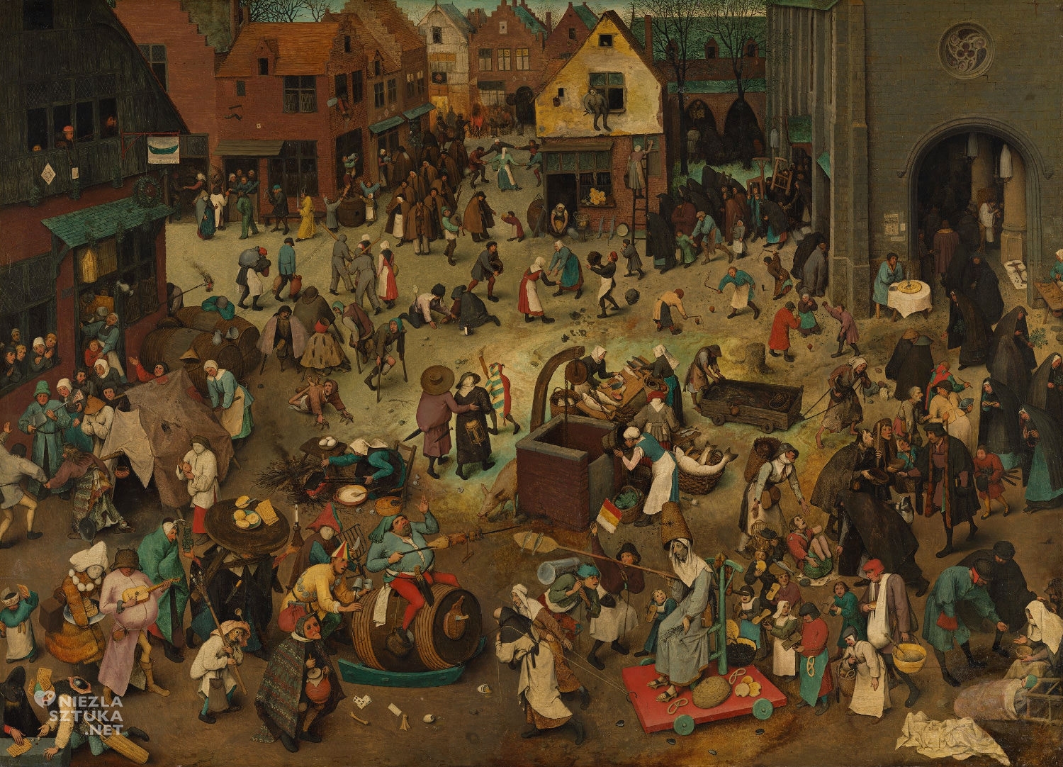 Pieter Bruegel, Walka karnawału z postem, malarstwo niderlandzkie, sztuka niderlandzka, Niezła Sztuka