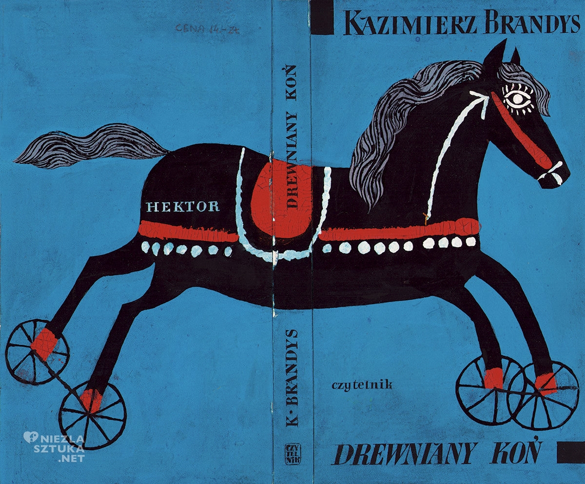 Marian Stachurski, Drewniany koń, Kazimierz Brandys, polski ilustrator, polska ilustracja, plakat, niezła sztuka