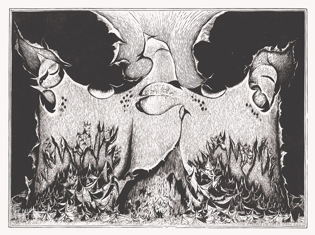 Józef Gielniak, Transitus, Sanatorium, Bukowiec, grafika, linoryt, Niezła Sztuka