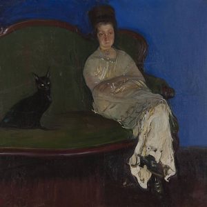 Konrad Krzyżanowski, Portret żony z kotem, koty w sztuce, sztuka polska, Niezła Sztuka
