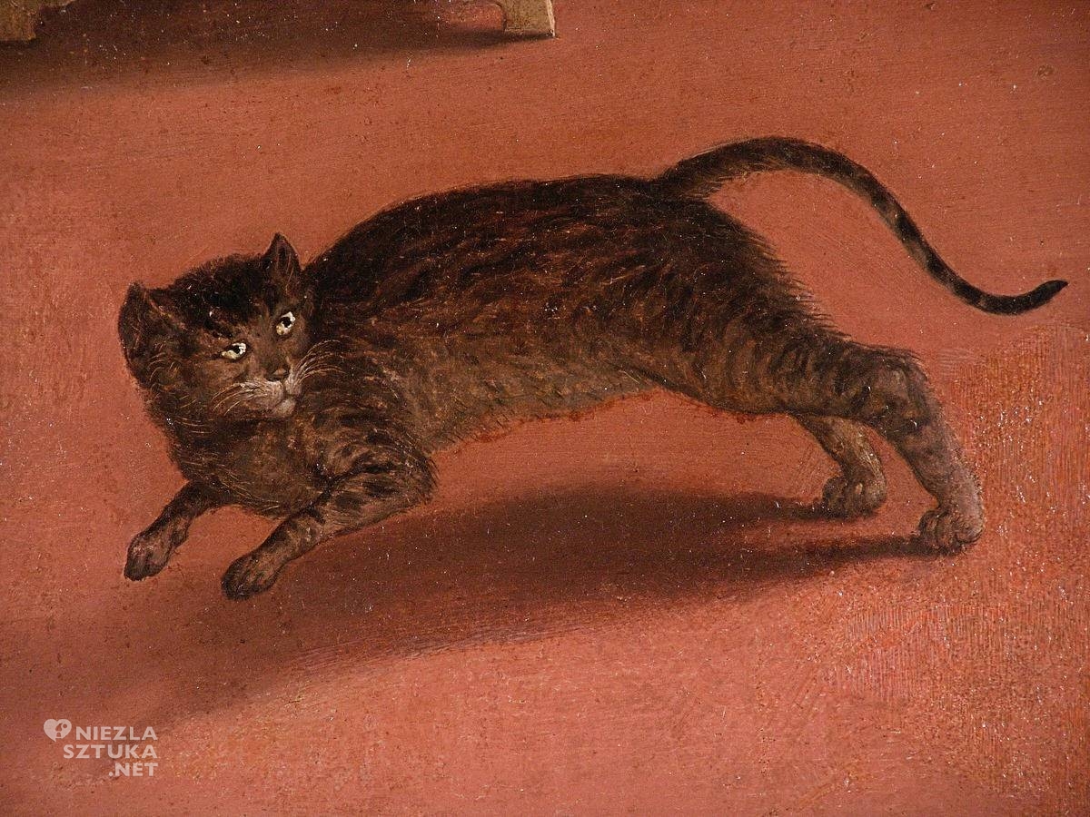 Lorenzo Lotto, Zwiastowanie, detal, koty w sztuce, Niezła Sztuka
