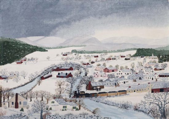 Anna Mary Robertson Grandma Moses, Babcia Mojżesz, sztuka amerykańska, kobiety w sztuce, zima w malarstwie, Niezła Sztuka