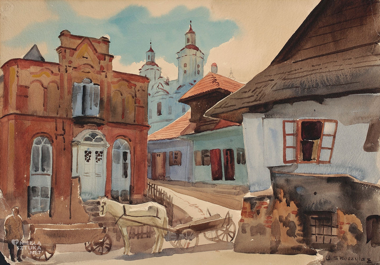 Władysław Skoczylas, Fragment miasteczka, Krzemieniec, sztuka polska, Niezła Sztuka