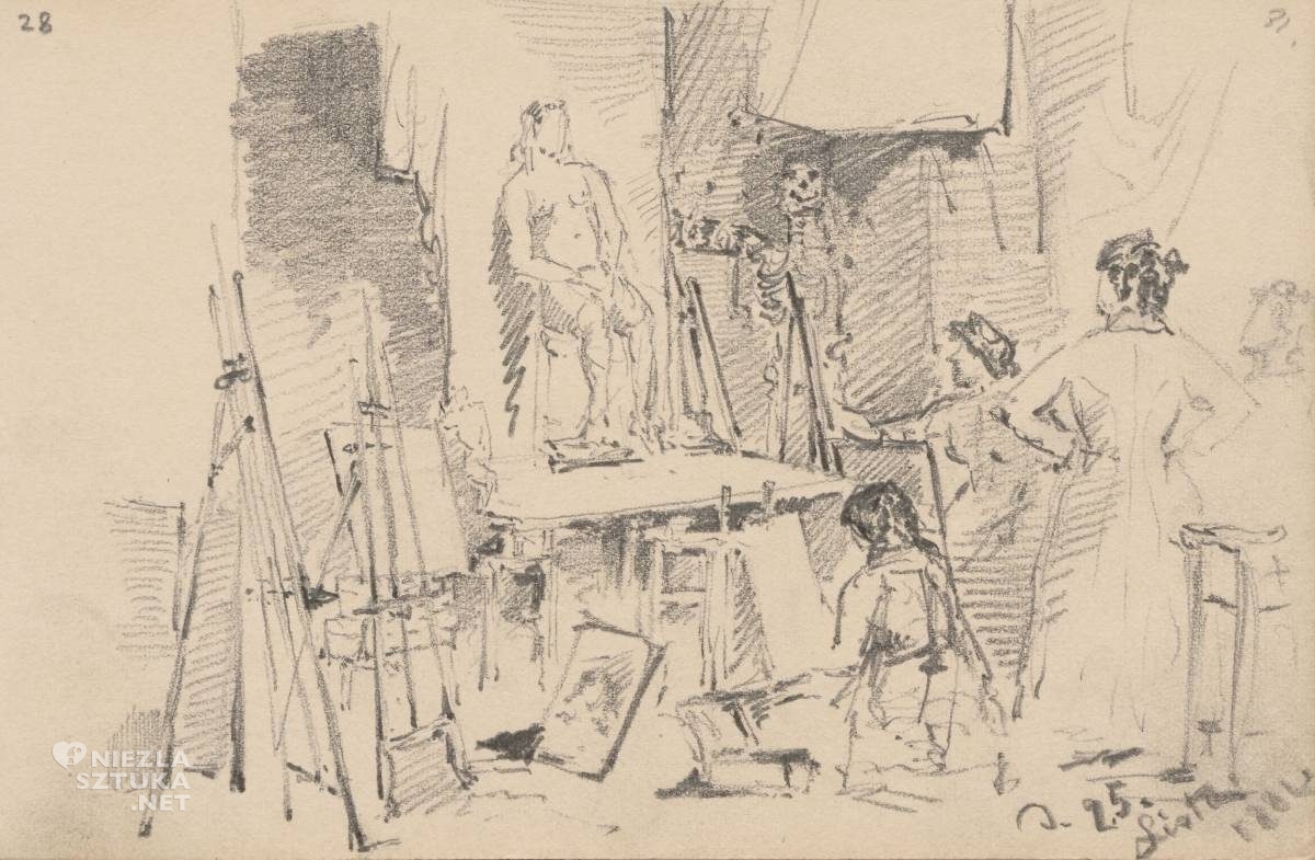 Anna Bilińska, Lekcja rysunku z modela, Académie Julian, sztuka polska, niezła sztuka