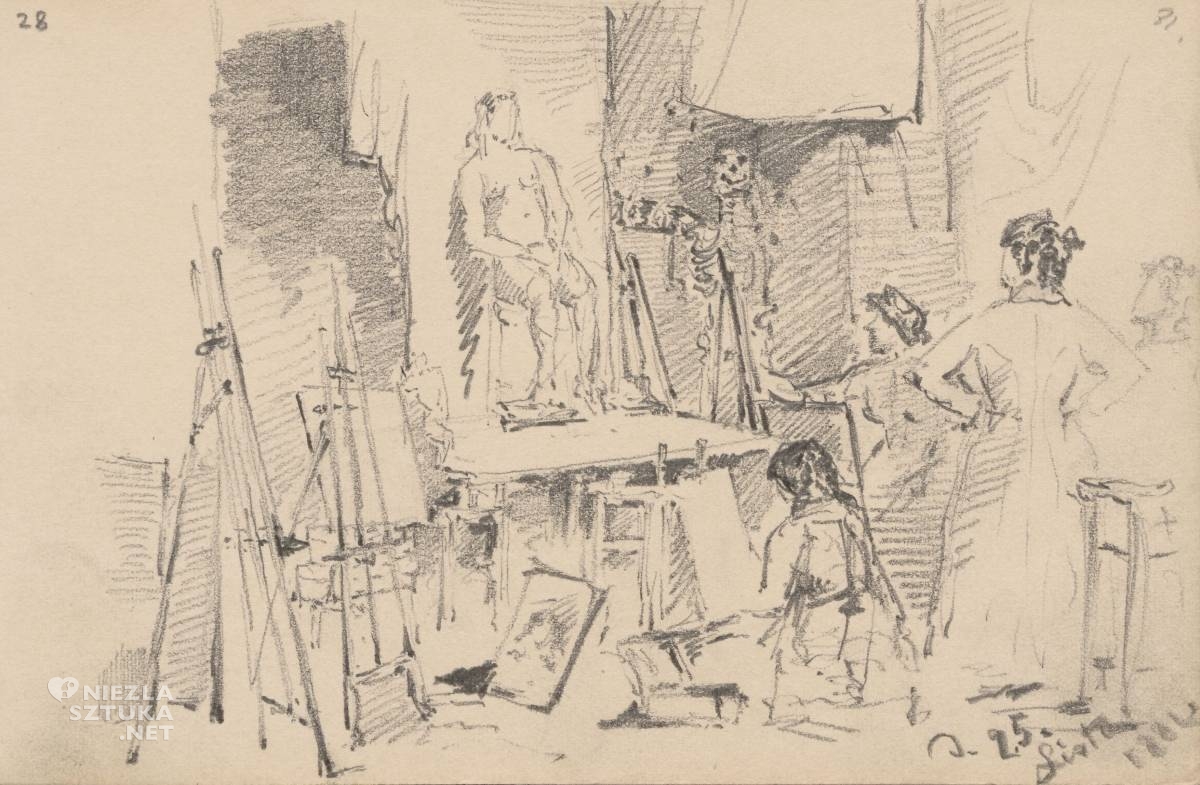 Anna Bilińska, Lekcja rysunku z modela, Académie Julian, sztuka polska, niezła sztuka