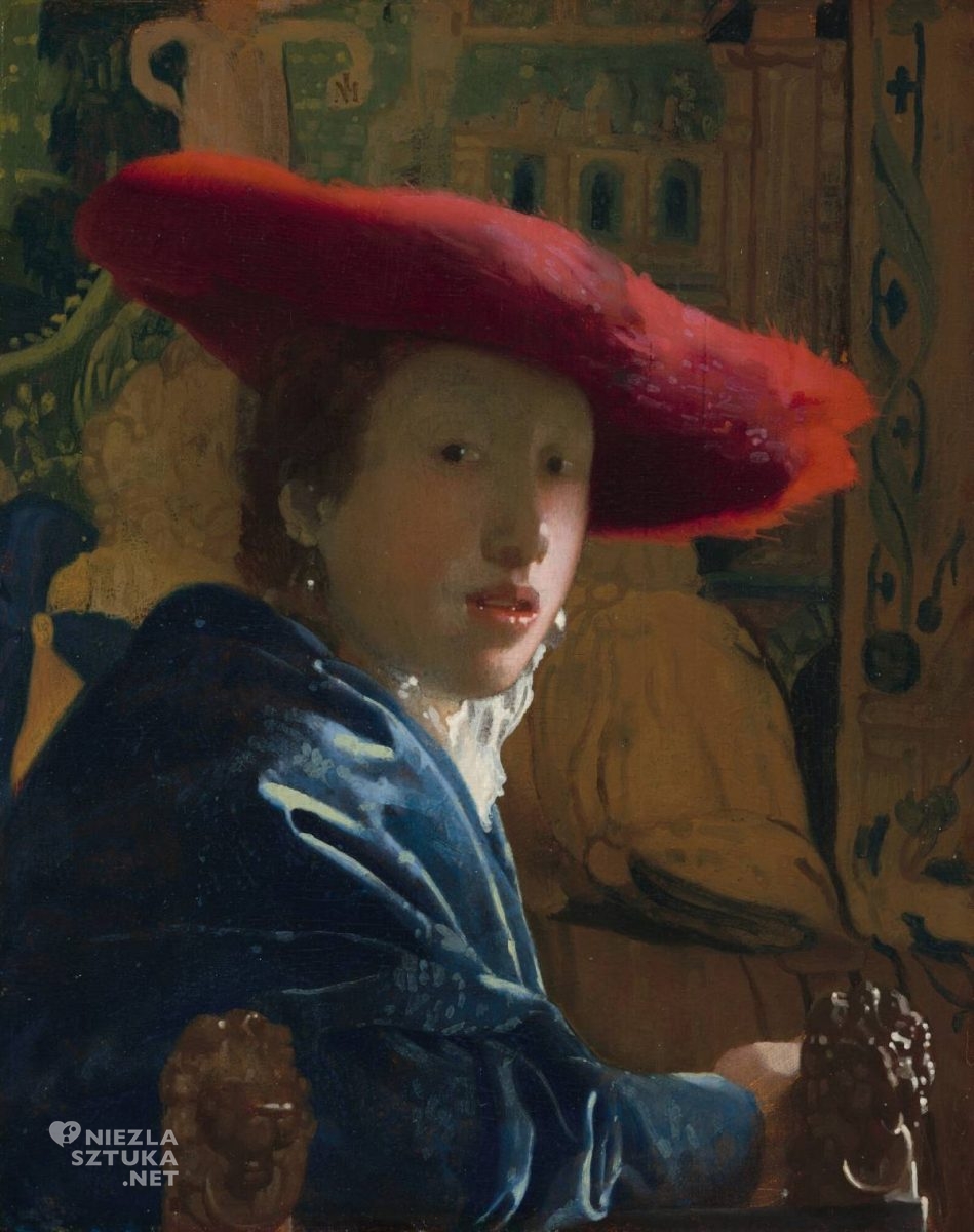 Joahnnes Vermeer, Kobieta w czerwonym kapeluszu, sztuka niderlandzka, Niezła Sztuka