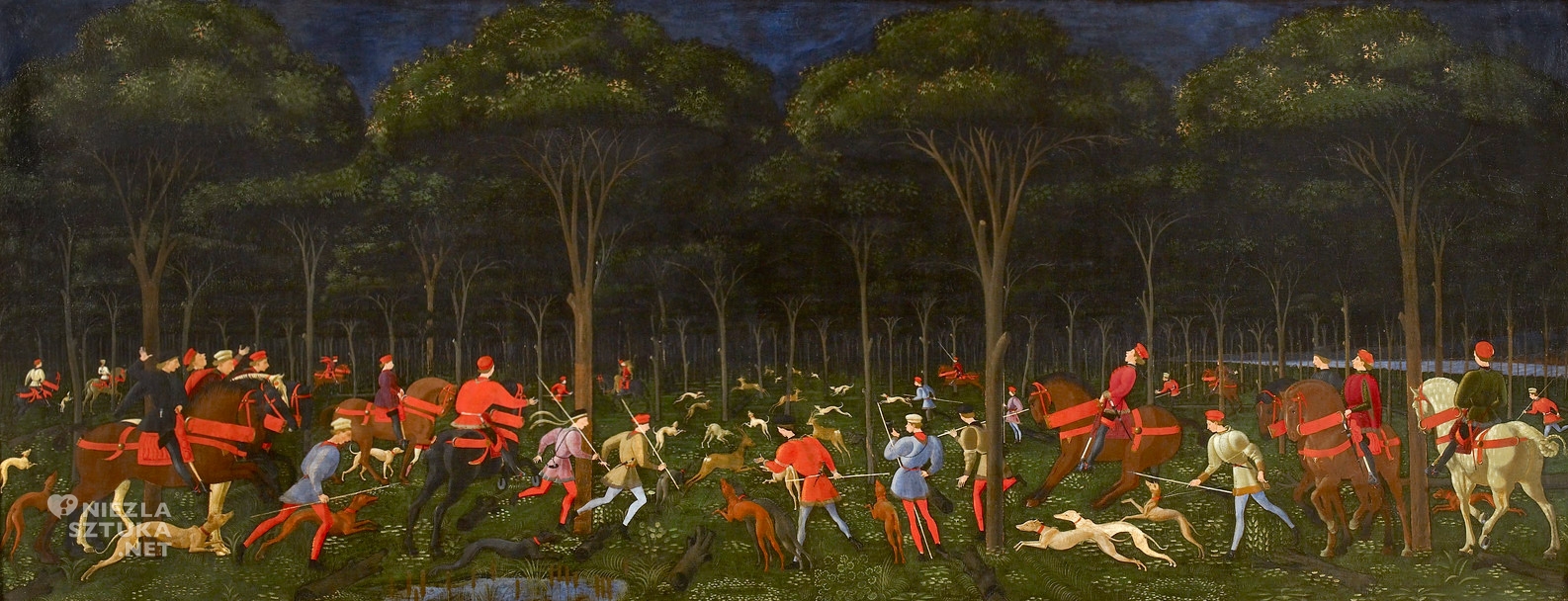Paolo Uccello, Polowanie w lesie, sztuka włoska, renesans, Niezła Sztuka