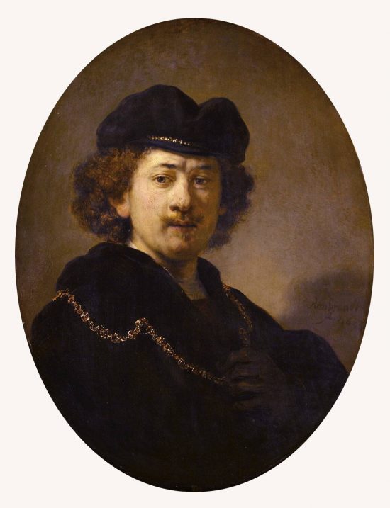 Rembrandt van Rijn, Autoportret w berecie i ze złotym łańcuchem, sztuka niderlandzka, malarstwo niderlandzkie, Niezła Sztuka