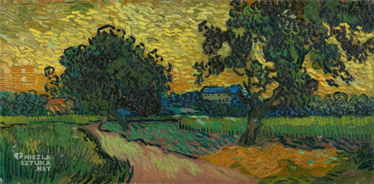 Vincent van Gogh, Krajobraz o zmierzchu, Vincent van Gogh, Krajobraz o zmierzchu, Auvers-sur-Oise, Niezła Sztuka