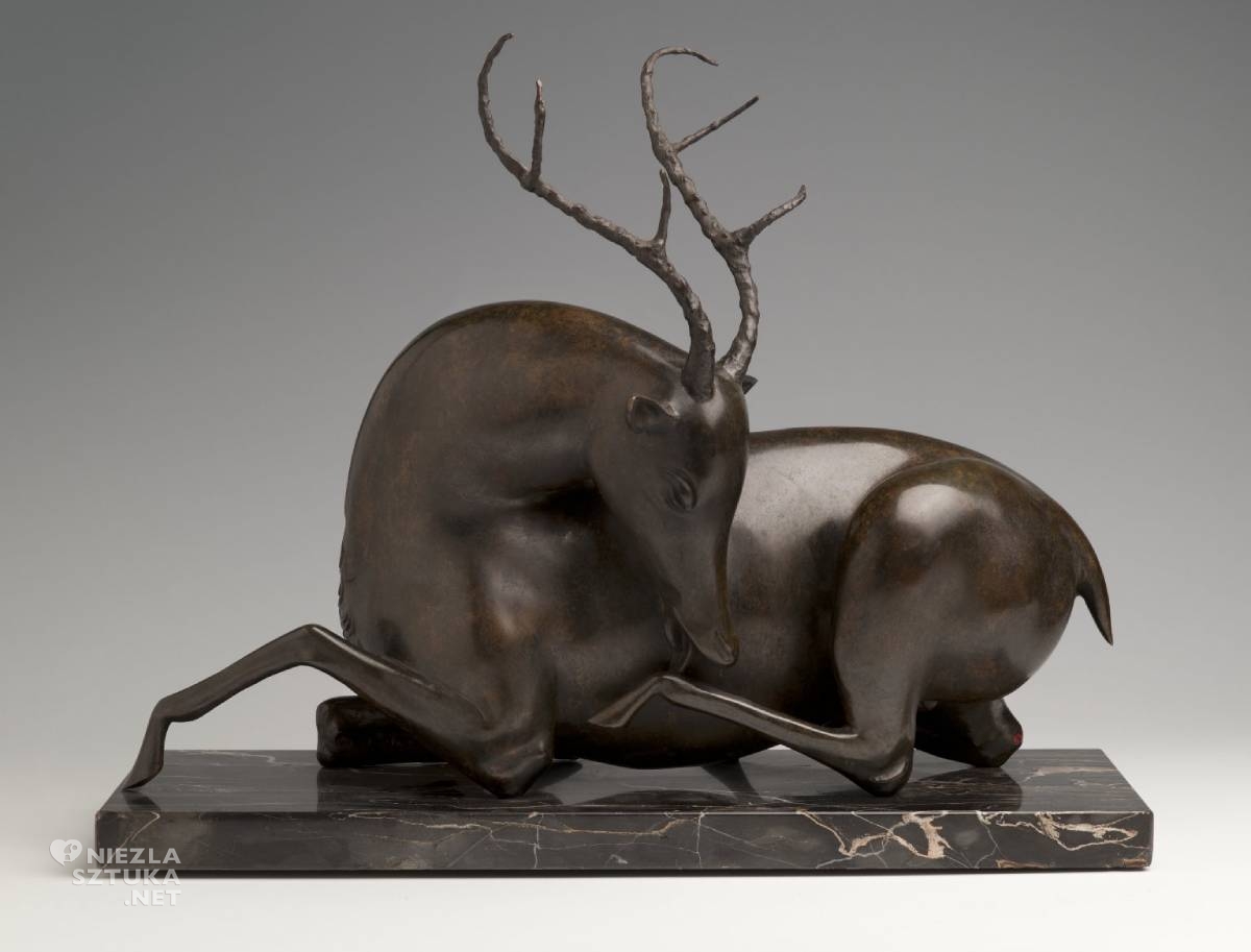 Elie Nadelman, Odpoczywający jeleń, rzeźba, Niezła Sztuka
