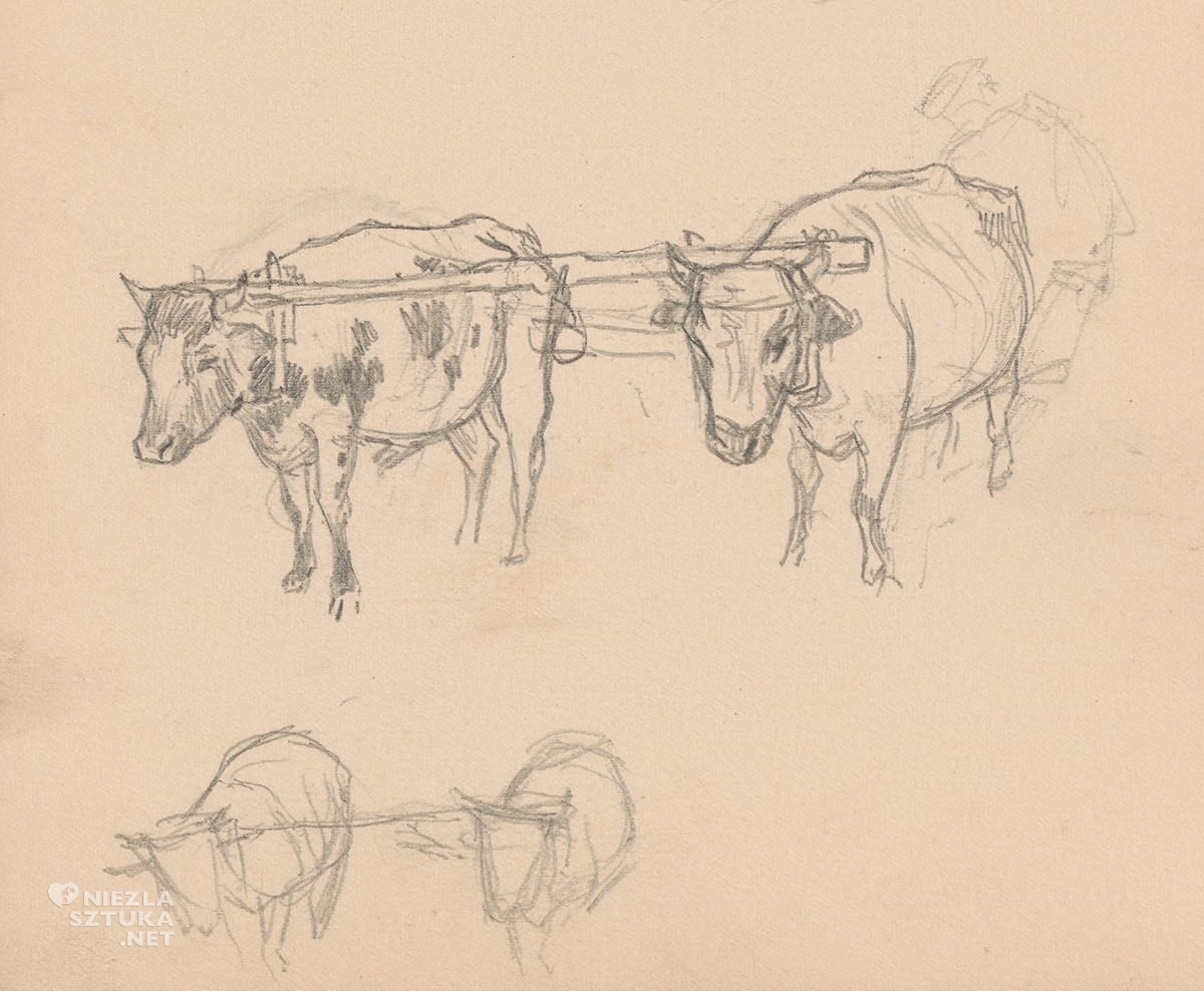 Ferdynand Ruszczyc, Oracz i woły, szkice, Ziemia, Niezła Sztuka