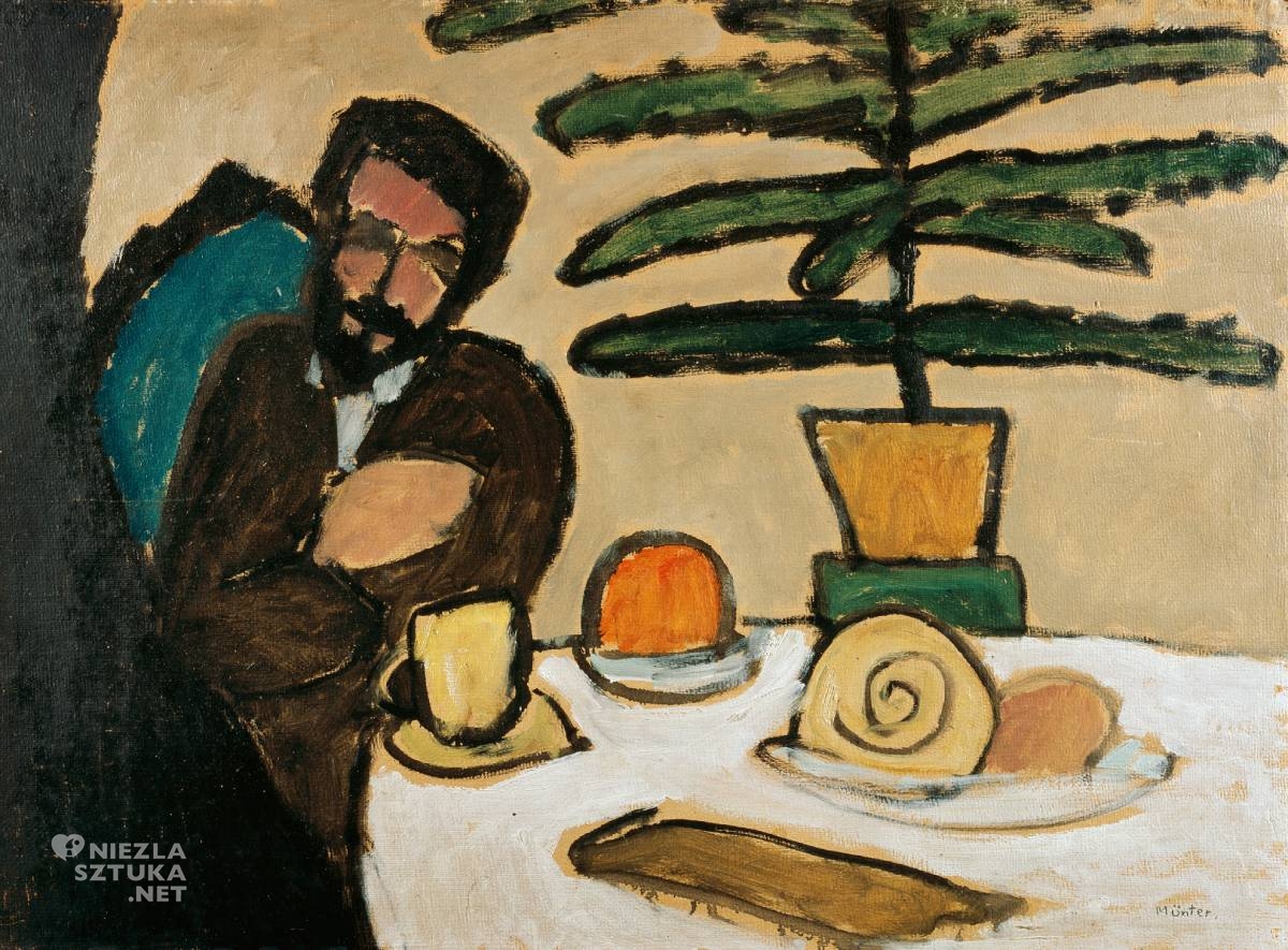 Gabriele Münter, Mężczyzna przy stole, Wassily Kandinsky, sztuka niemiecka, Niezła Sztuka
