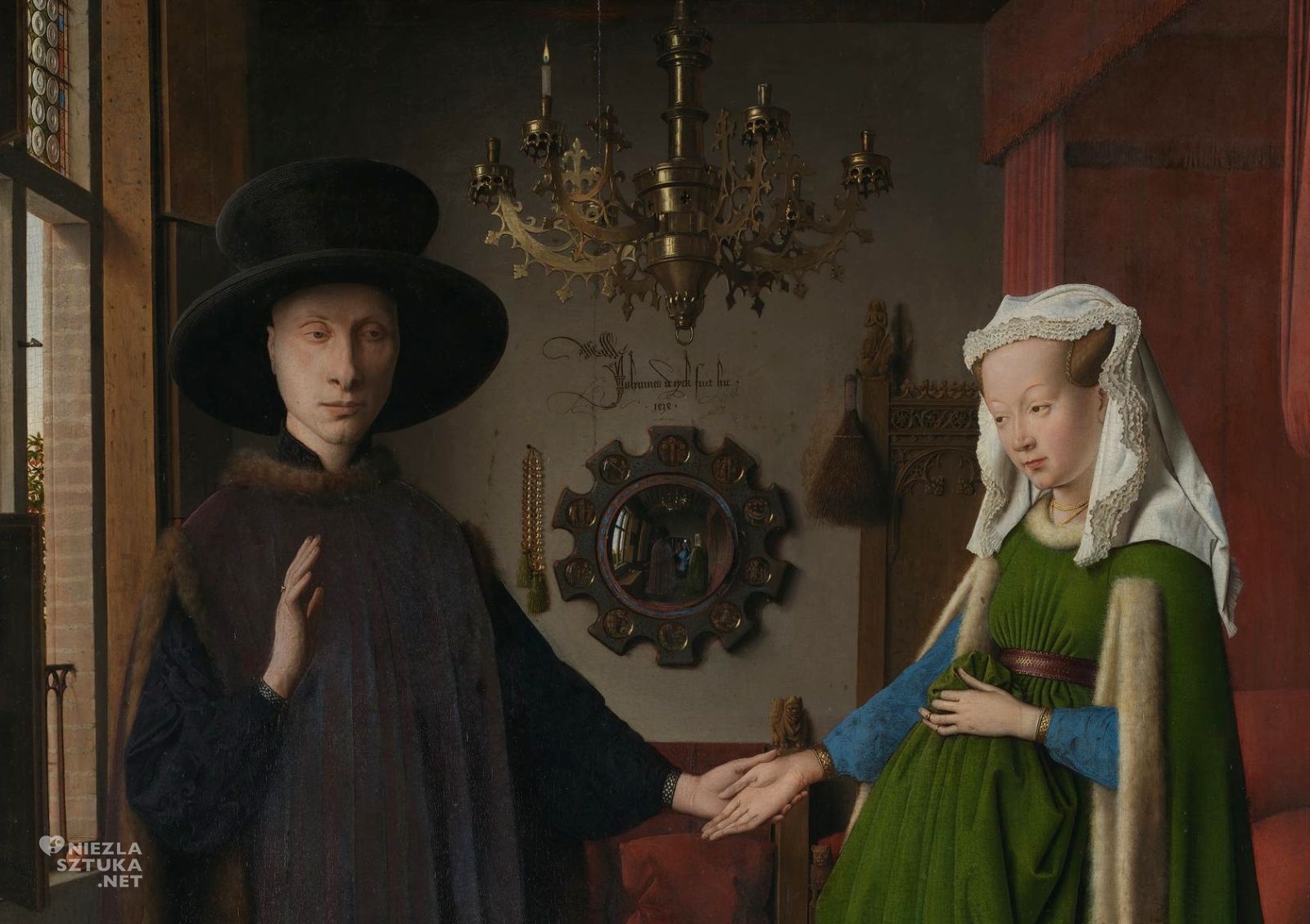 Jan van Eyck, Portret małżonków Arnolfinich, Arnolfini, malarstwo niderlandzkie, niezła sztuka