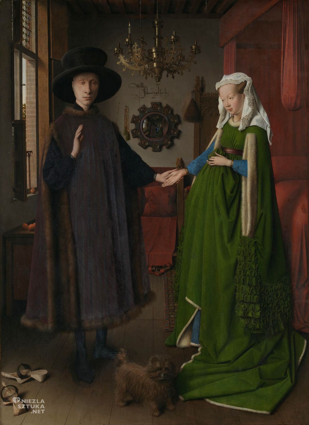 Jan van Eyck, Portret małżonków Arnolfinich, Arnolfini, malarstwo niderlandzkie, niezła sztuka