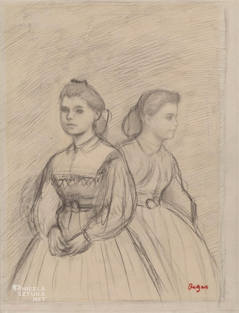 Edgar Degas, Podwójny portret Giovanny i Giulii Bellelli, szkic, sztuka francuska, Niezła Sztuka