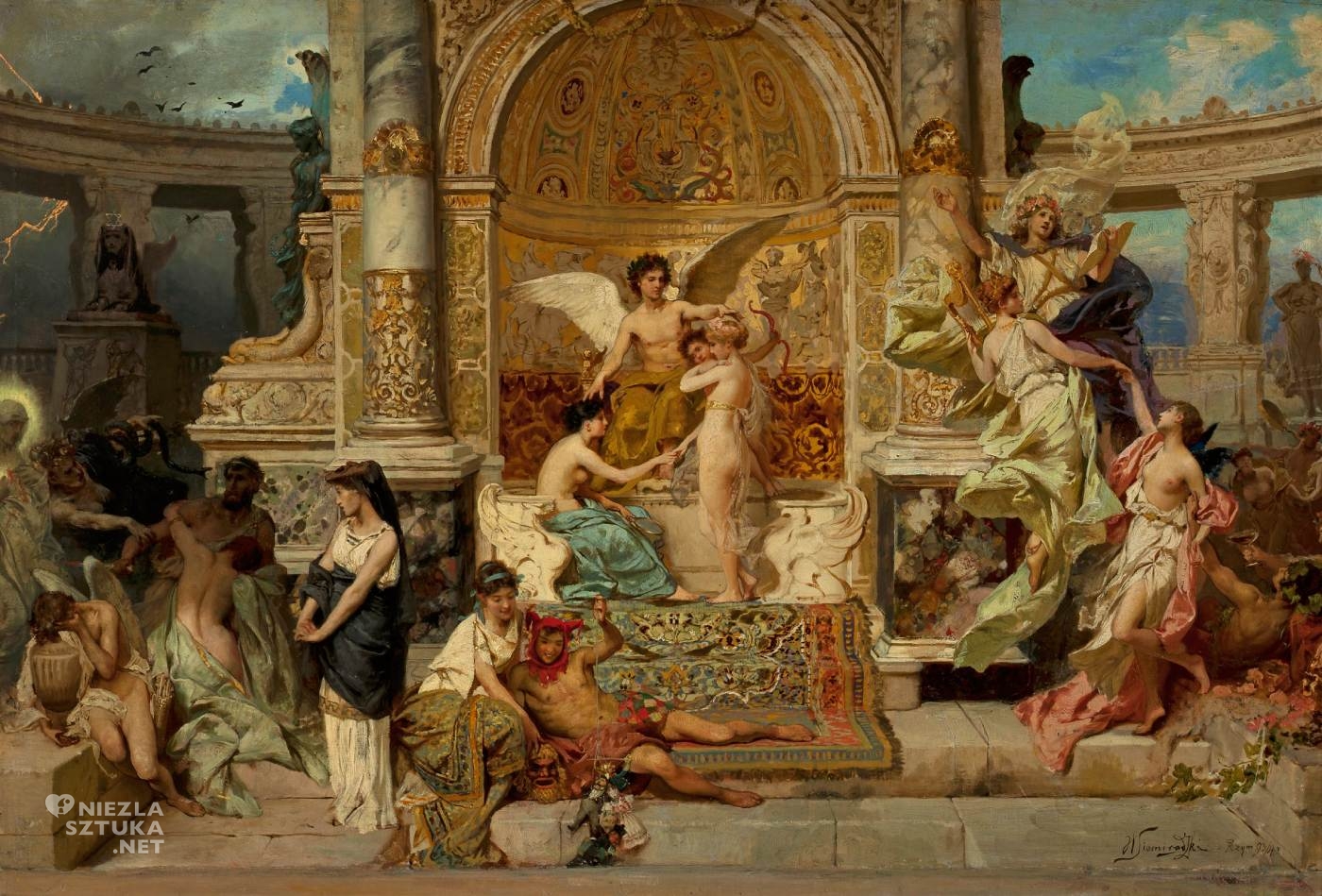 Henryk Siemiradzki, Kurtyna teatru krakowskiego, szkic, projekt, sztuka polska, malarstwo, Niezła Sztuka