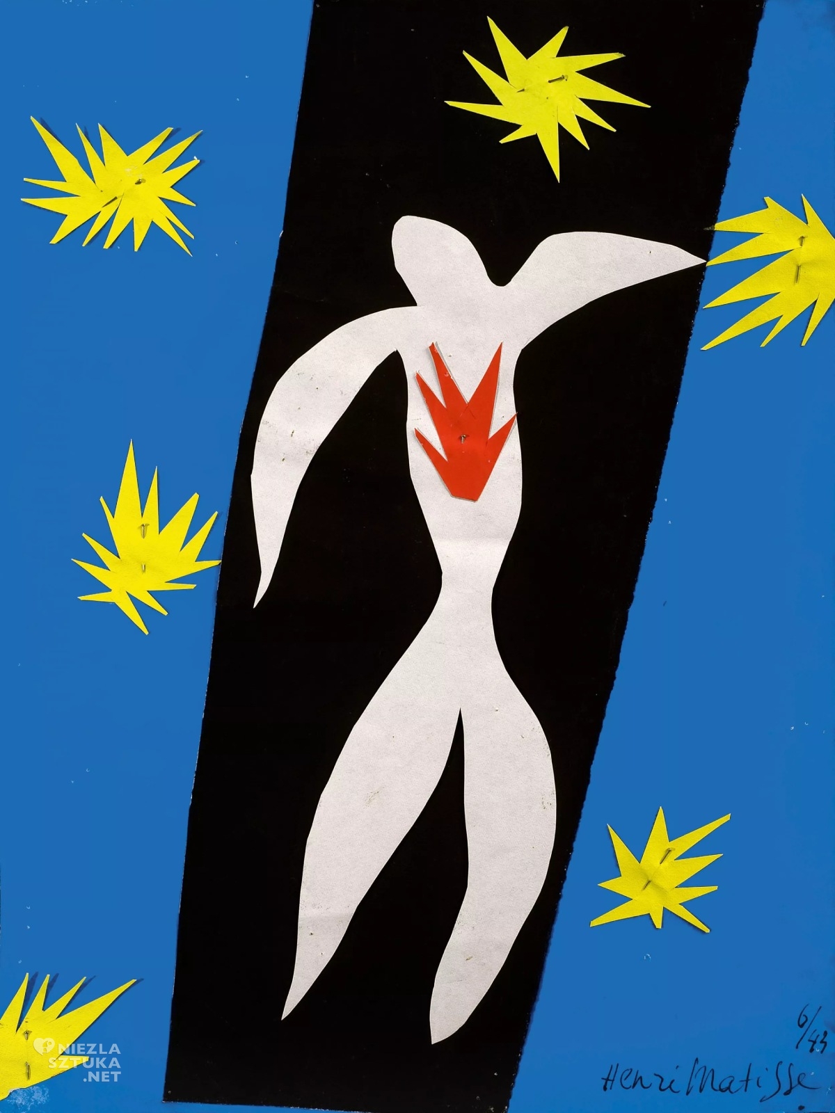Henri Matisse, The Fall of Icarus, La Chute d’Icare, upadek Ikara, kolaż, niezła sztuka