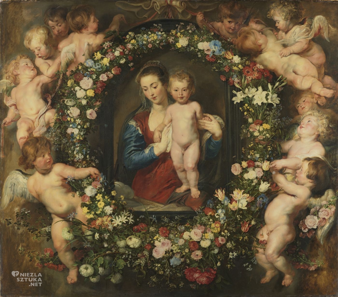 Peter Paul Rubens, Jan Brueghel, Madonna otoczona wieńcem z kwiatów, niezła sztuka