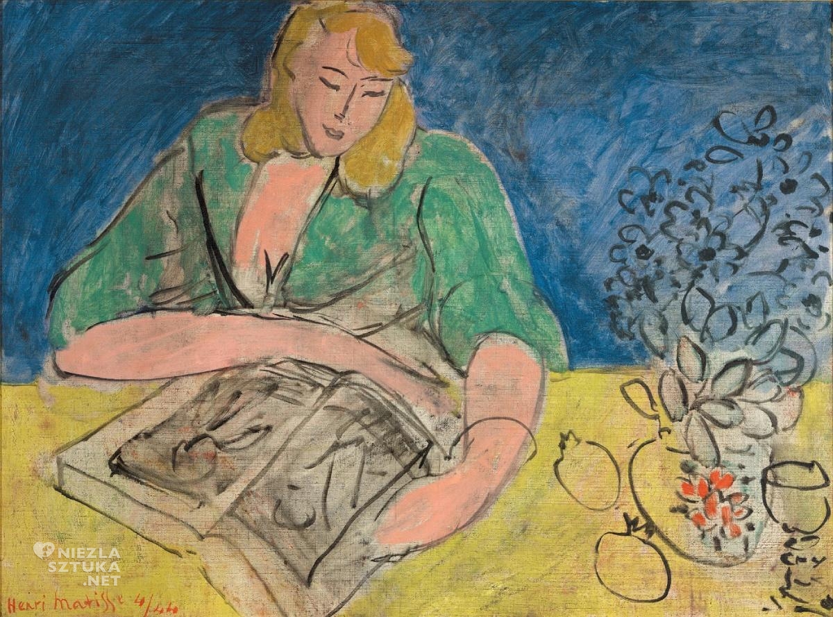 Henri Matisse, Lectrice à la table jaune, Czytająca przy żółtym stole, Nicea, niezła sztuka