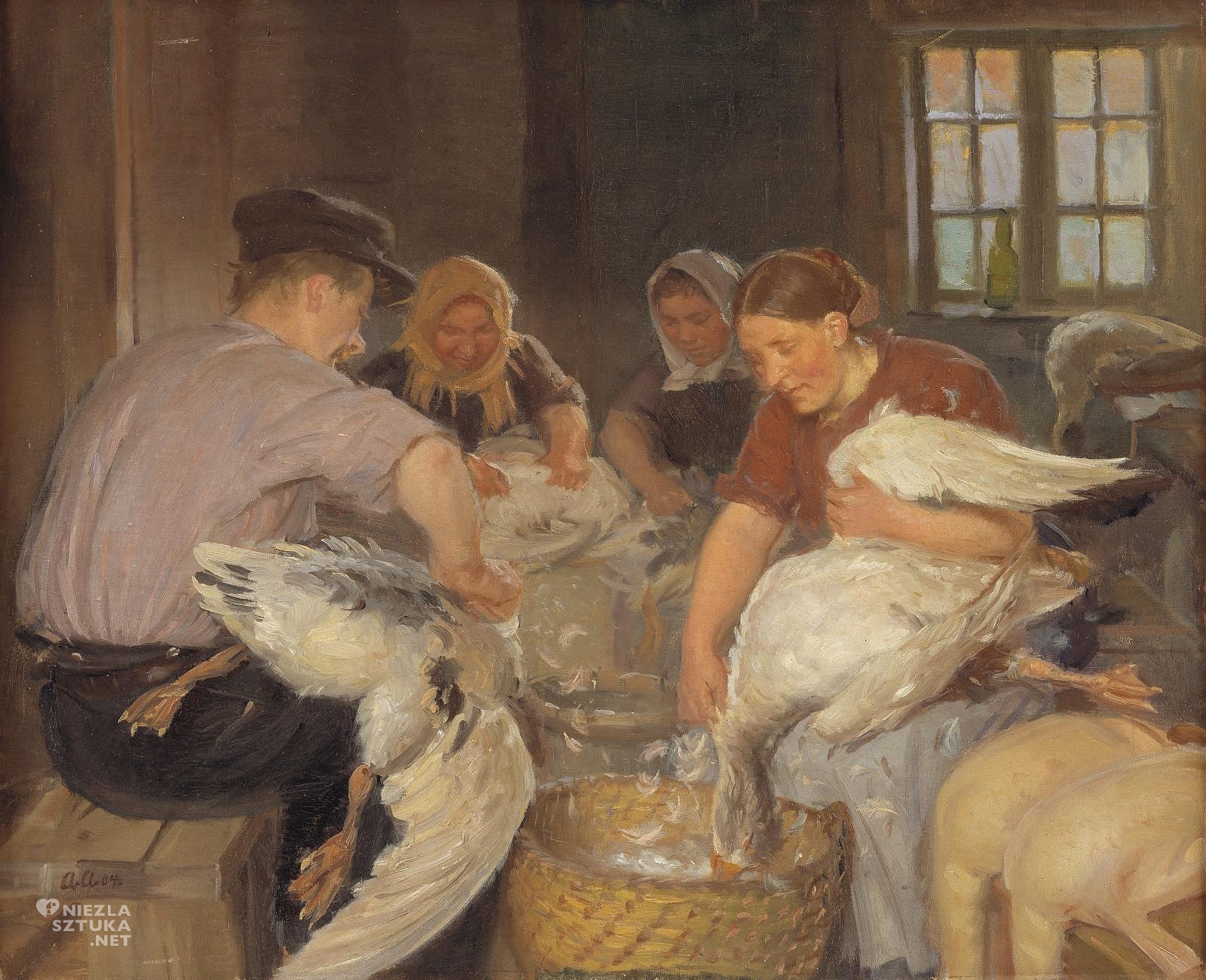 Anna Ancher, Skubanie gęsi, sztuka duńska, malarstwo, Niezła Sztuka