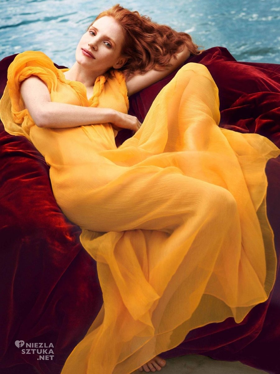 Flaming June, Jessica Chastain, Annie Leibovitz, Vogue, Niezła Sztuka
