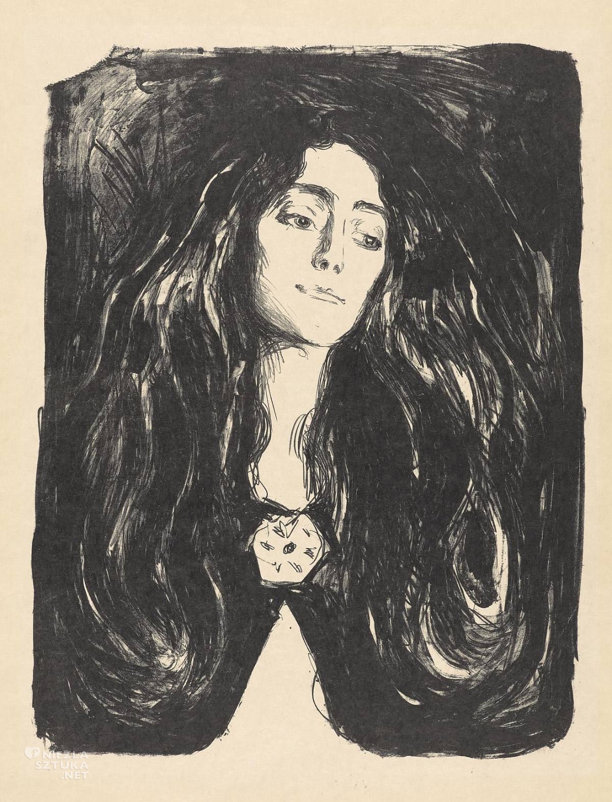 Edvard Munch, Eva Mudocci, litografia, sztuka skandynawska, Niezła Sztuka