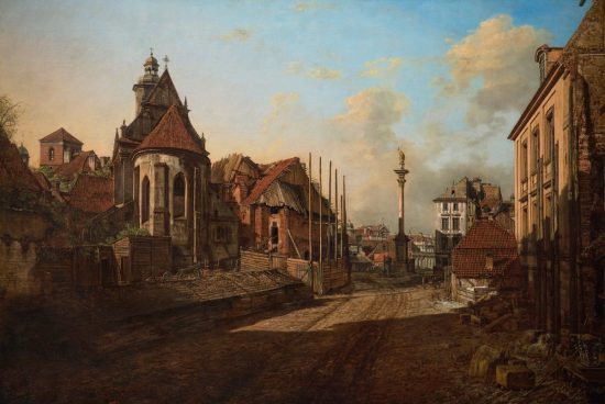 Bernardo Bellotto, Canaletto, Widok kościoła Bernardynek i kolumny Zygmunta III od strony zjazdu do Wisły, Warszawa, weduta, Niezła Sztuka