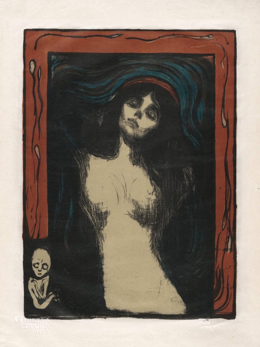 Edvard Munch, Madonna, litografia, drzeworyt, sztuka skandynawska, Niezła Sztuka