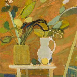 Artur Nacht-Samborski, Liście fikusa w ugrowym dzbanku, martwa natura, sztuka polska, niezła sztuka
